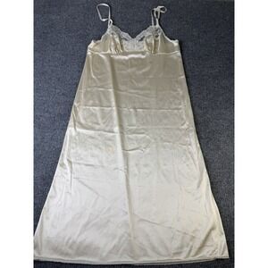 Vintage Vassarette Ivory Nylon Lace Full Slip Nightgown Size 36 /28 Tricot